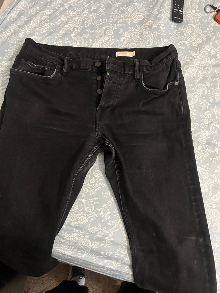 Allsaints Black Relaxed Men’s Jeans Button Fly